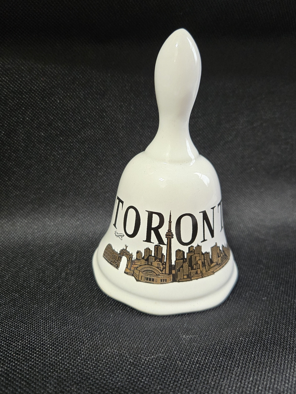 Vintage Ceramic Toronto Skyline Souvenir Hand Tea Bell - CN Tower & Skydome